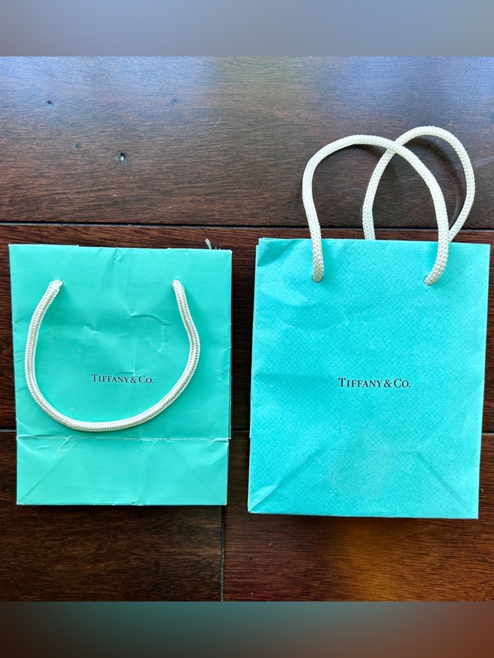 Tiffany & Co. Small Blue-Green Rope Handle Gift Bags